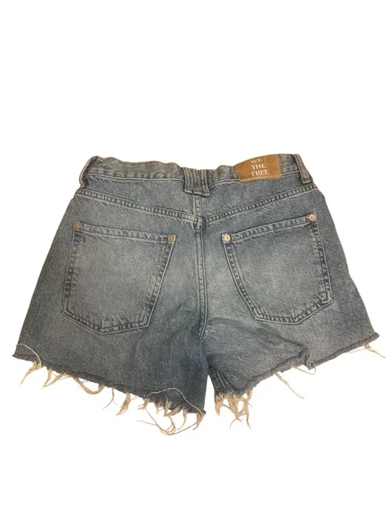 We The Free Vintage Wash Frayed Hem Jean Shorts - Blue Denim - Picture 2 of 5
